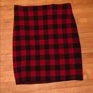 Buffalo plaid knee length skirt
